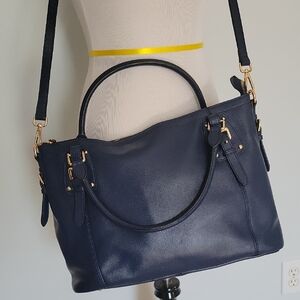 Elegant Navy Blue Leather Handbag